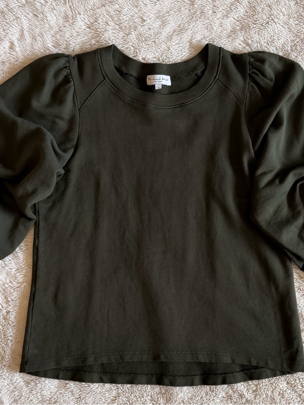 Michael Stars Women’s Olive Puff-Sleeve Long Sleeve Top